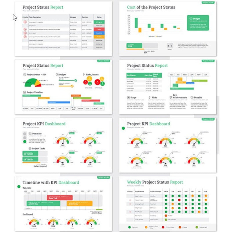 300+ Project Status PowerPoint Presentation Template Editable