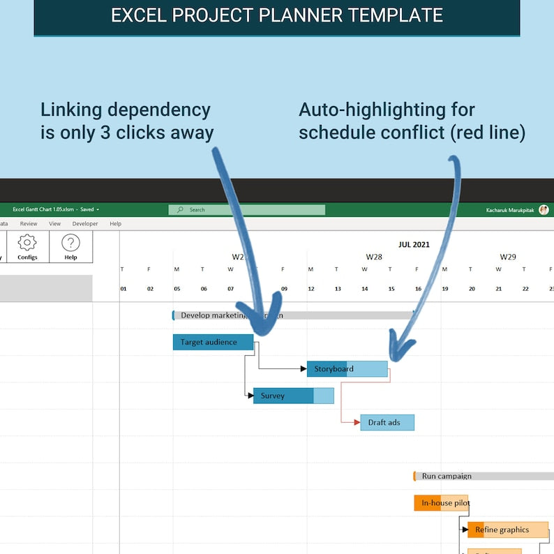 Gantt Chart Excellence: Automated, Effortless, Effective Planning Excel Template