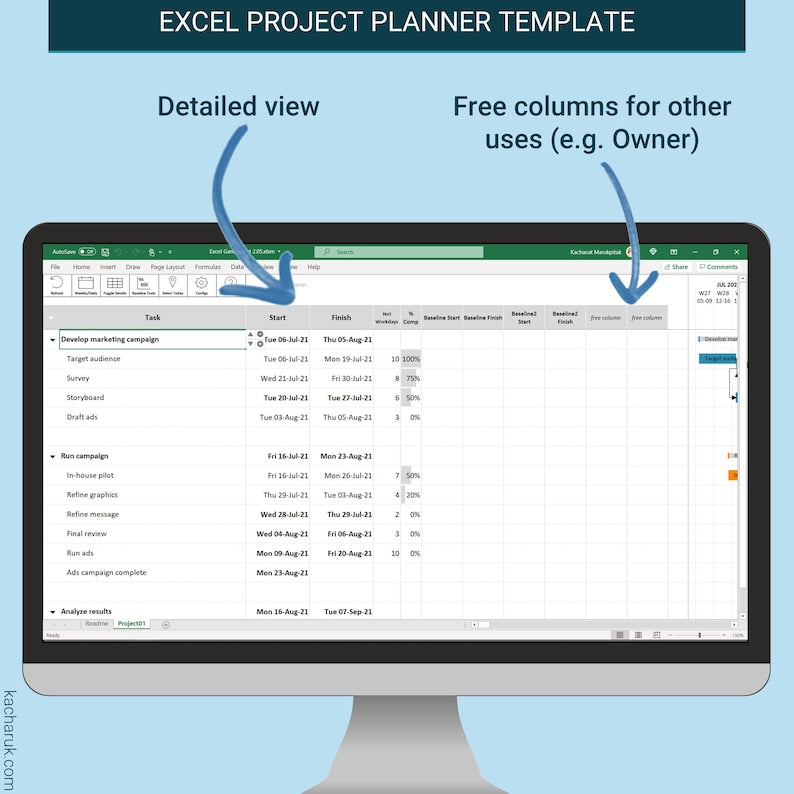 Gantt Chart Excellence: Automated, Effortless, Effective Planning Excel Template