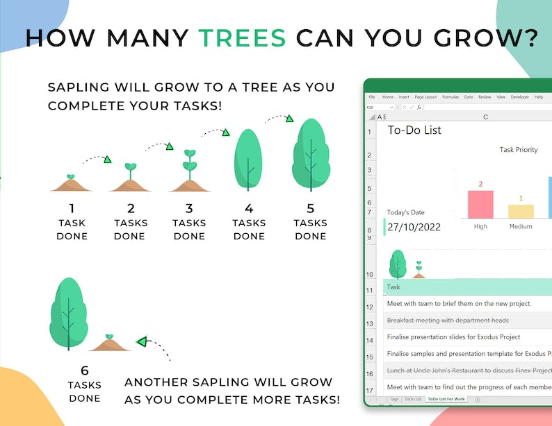 Grow Your Productivity: To-Do List Template with Tree Planting Concept