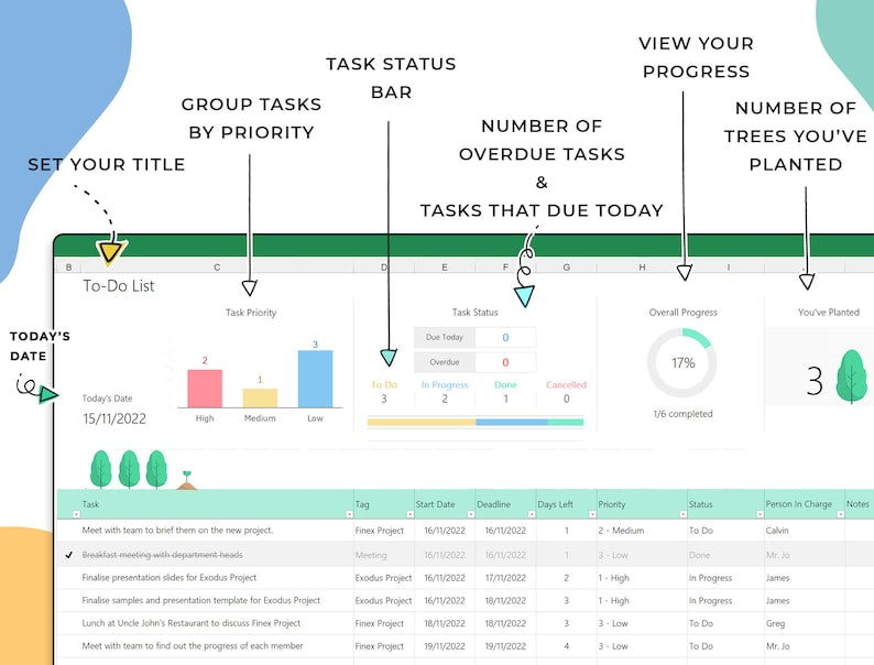 Grow Your Productivity: To-Do List Template with Tree Planting Concept