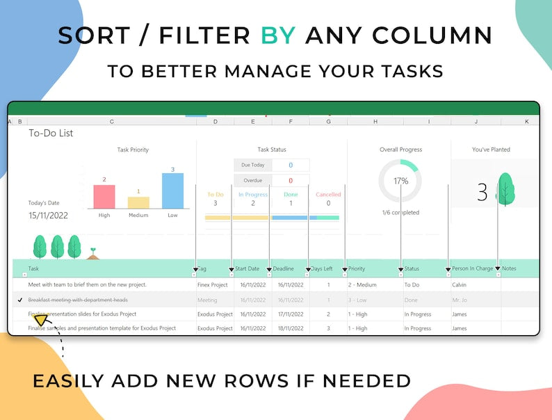 Grow Your Productivity: To-Do List Template with Tree Planting Concept