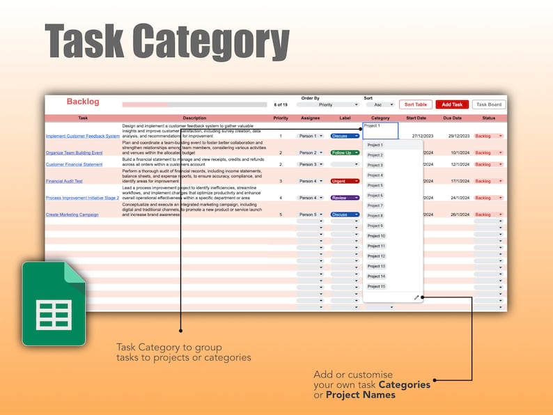 Effortless Task Management: Google Sheets Project Management Template with Calendar, Kanban Board, and Gantt Chart