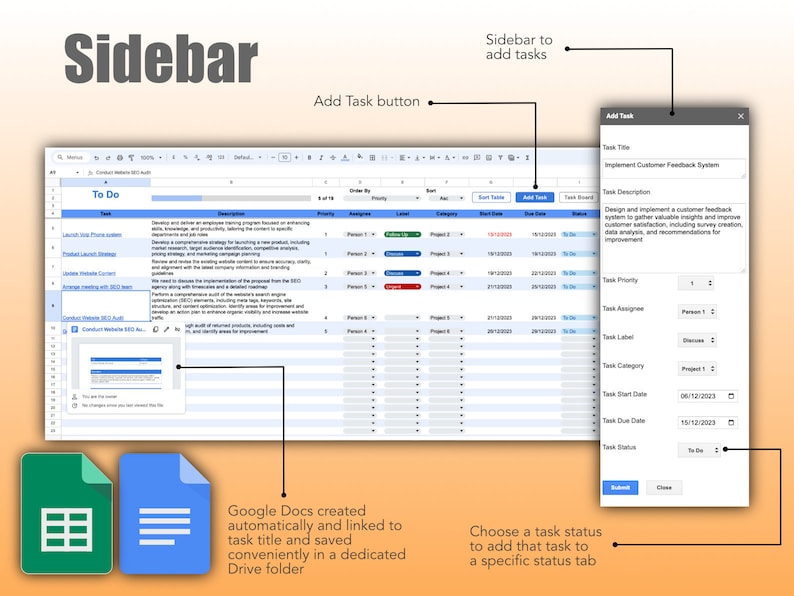 Effortless Task Management: Google Sheets Project Management Template with Calendar, Kanban Board, and Gantt Chart